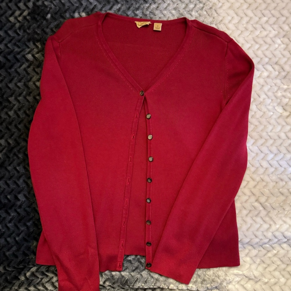 Red cardigan